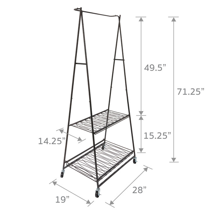 Artesa Verona Rolling Laundry Garment Rack with Shelves Black